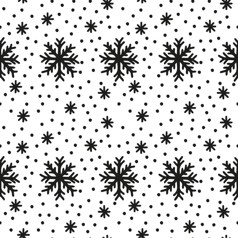 Snowfall Pattern 3 Fabric - Black & White - ineedfabric.com