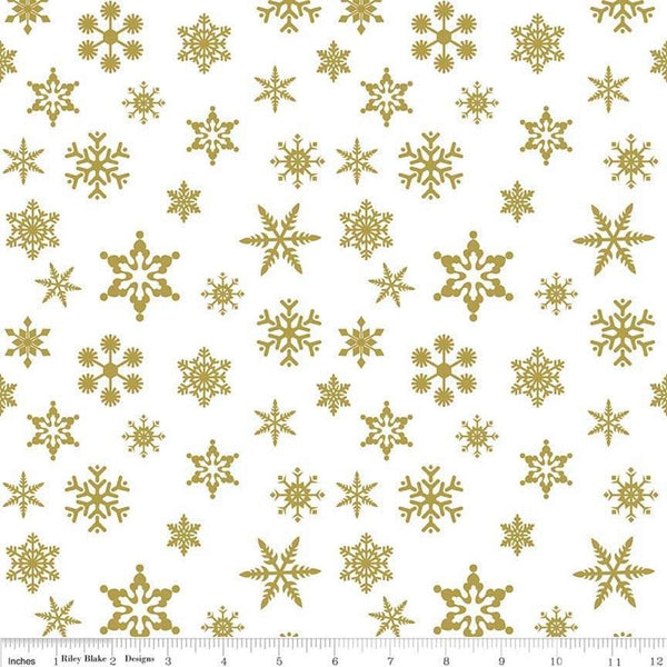 Snowflake Gold Sparkle Fabric - ineedfabric.com