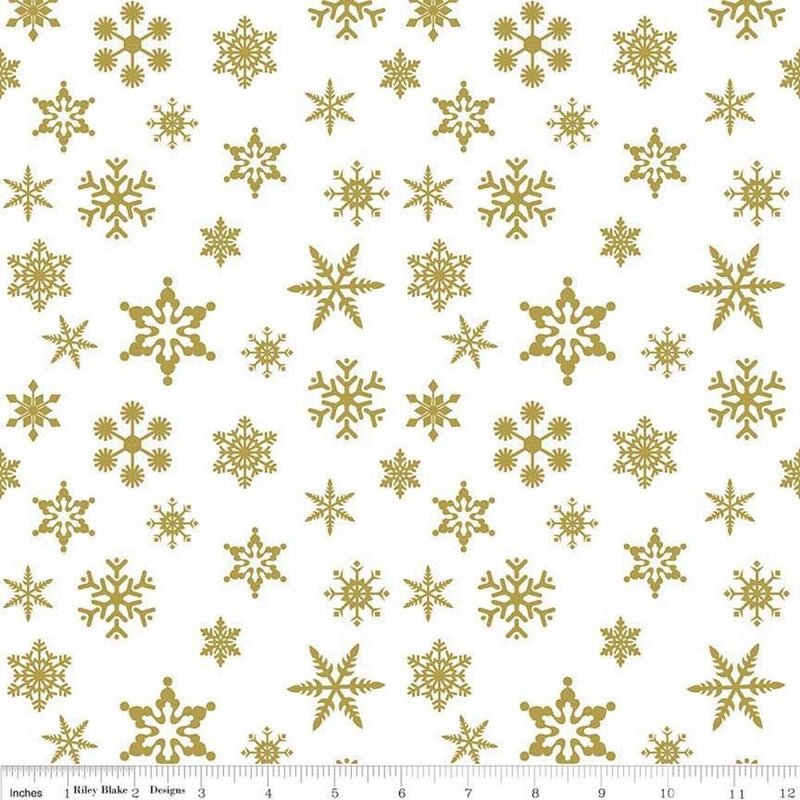 Snowflake Gold Sparkle Fabric - ineedfabric.com