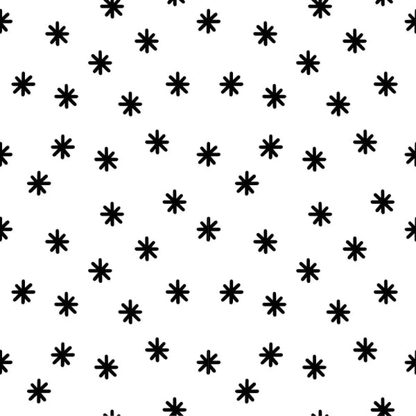 Snowflake Pattern Fabric - Black & White - ineedfabric.com