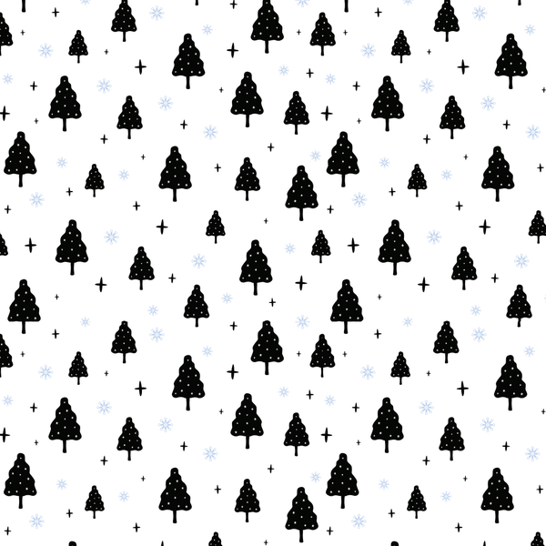 Snowing In The Forest Fabric - Black - ineedfabric.com