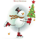 Snowman Ice Skating Fabric Panel - ineedfabric.com