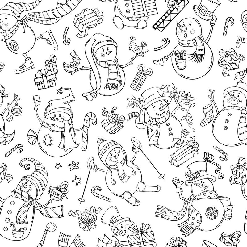 Snowmen Doodles Fabric - ineedfabric.com