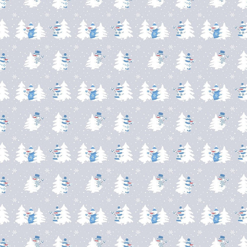 Snowmen in Sweaters with Trees Fabric - ineedfabric.com