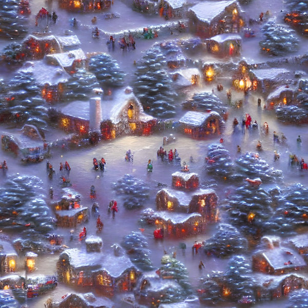 Snowy Christmas Village Fabric - ineedfabric.com