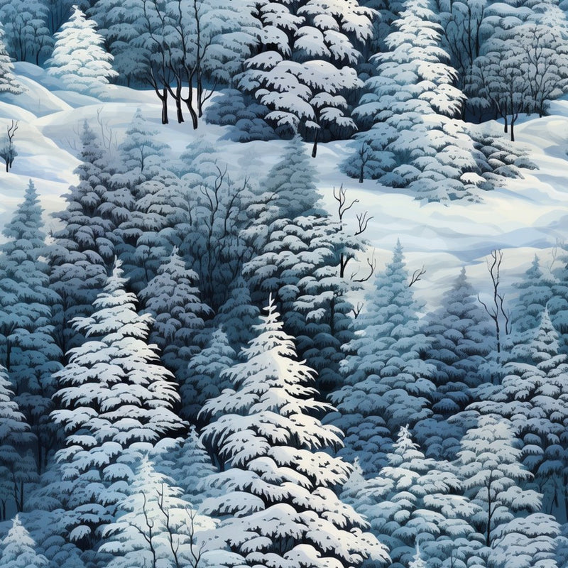 Snowy Winter Forest Pattern 1 Fabric - ineedfabric.com