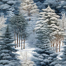 Snowy Winter Forest Pattern 13 Fabric - ineedfabric.com