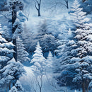 Snowy Winter Forest Pattern 14 Fabric - ineedfabric.com