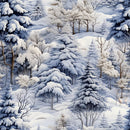 Snowy Winter Forest Pattern 15 Fabric - ineedfabric.com