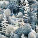 Snowy Winter Forest Pattern 18 Fabric - ineedfabric.com