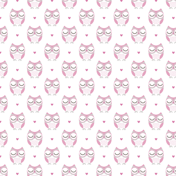 Soft Cartoon Owl Fabric - Pink - ineedfabric.com