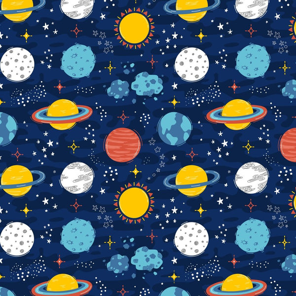 Solar System Fabric - Blue - ineedfabric.com