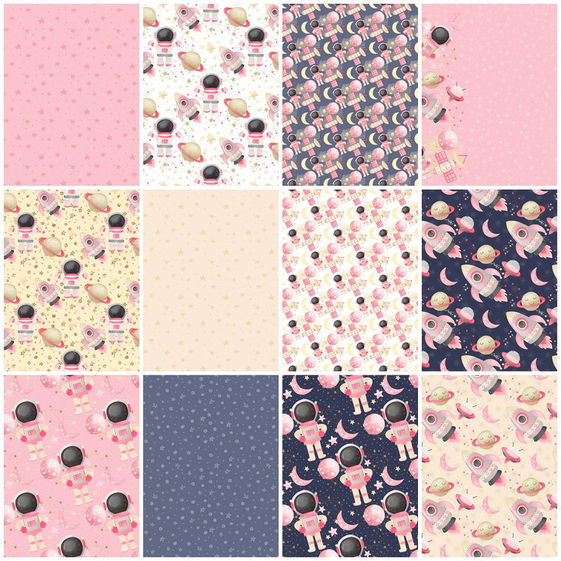 Space Girls Fat Quarter Bundle - 12 Pieces - ineedfabric.com