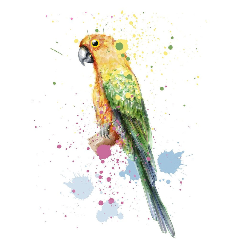 Splash Paint Parrot Fabric Panel - Multi - ineedfabric.com