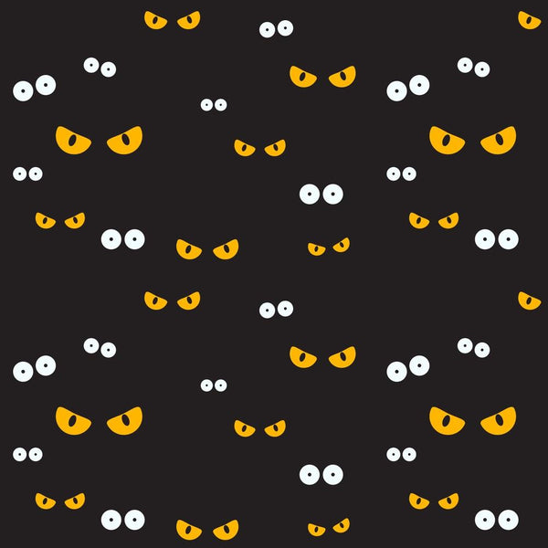 Spooky Monster Eyes Fabric - Black - ineedfabric.com