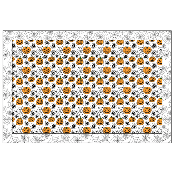 Spooky Pumpkin & Spider Webs Placemats Fabric Panel - ineedfabric.com