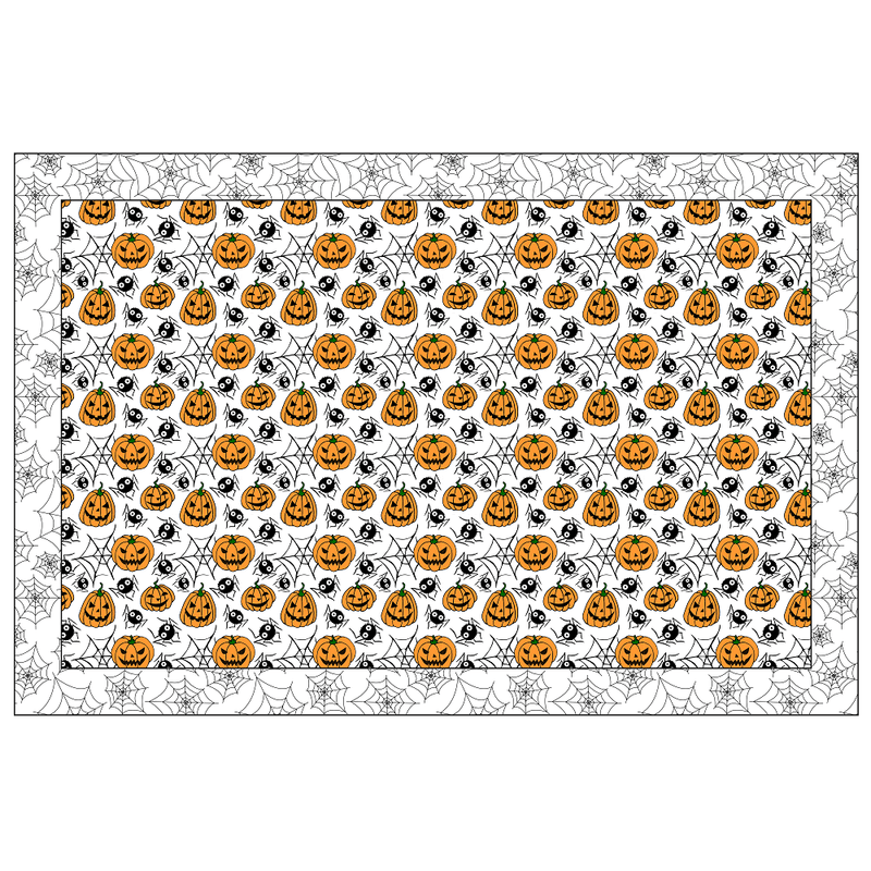 Spooky Pumpkin & Spider Webs Placemats Fabric Panel - ineedfabric.com