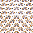 Spooky Rainbows & Bats Fabric - White - ineedfabric.com