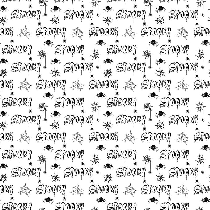 Spooky Spider Fabric - Black & White - ineedfabric.com