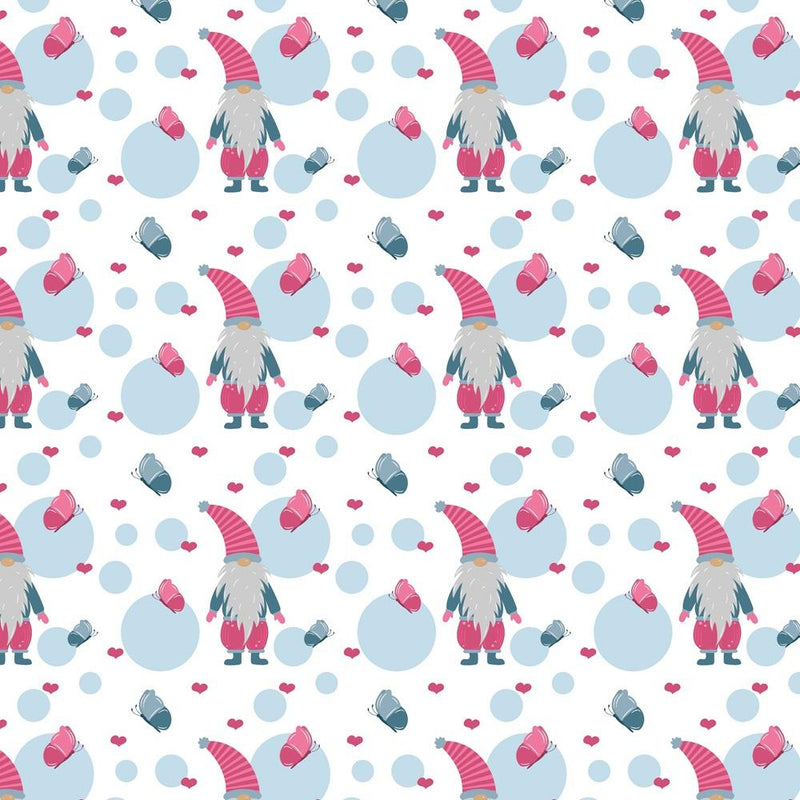 Spring Gnomes & Bubbles Fabric - White - ineedfabric.com