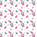 Spring Gnomes & Butterflies Fabric - White - ineedfabric.com