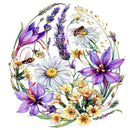 Spring Wildflower Easter Egg Fabric Panel - White - ineedfabric.com