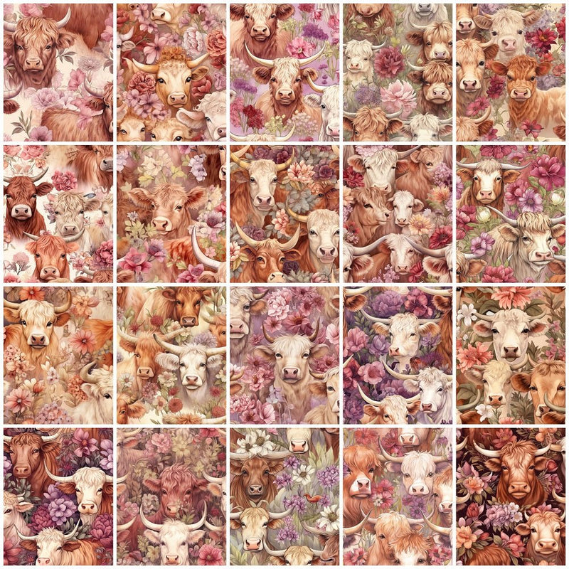 Springtime Highland Cows Charm Pack - 20 Pieces - ineedfabric.com