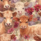 Springtime Highland Cows Pattern 1 Fabric - ineedfabric.com