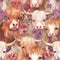 Springtime Highland Cows Pattern 19 Fabric - ineedfabric.com