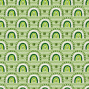 St Patrick's Day Gnomes Rainbows Fabric - Green - ineedfabric.com