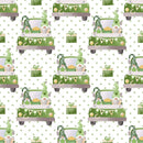 St Patrick's Day Gnomes Truck Fabric - White - ineedfabric.com