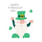 St. Patrick's Gnome & Clovers Fabric Panel - ineedfabric.com