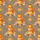 Stacked Jack-O-Lanterns on Vines Fabric - Brown - ineedfabric.com