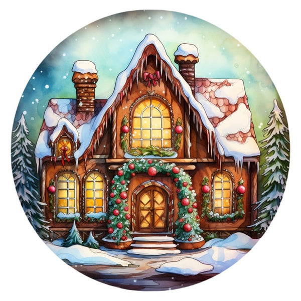 Stained Glass Gingerbread House 3 Fabric Panel - ineedfabric.com