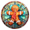 Stained Glass Gingerbread Man 2 Fabric Panel - ineedfabric.com
