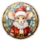 Stained Glass Santa Mouse Fabric Panel - ineedfabric.com