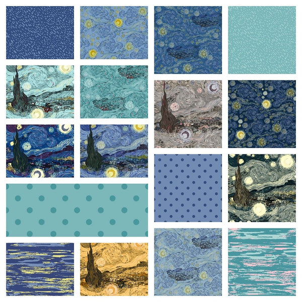 Starry Night Fat Quarter Bundle - 17 Pieces - ineedfabric.com