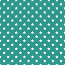 Stars Basics Fabric - White on Atoll - ineedfabric.com