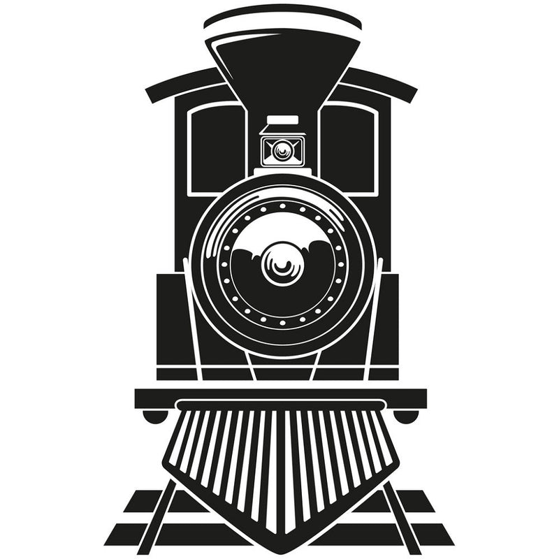 Steam Train on Rails Fabric Panel - ineedfabric.com
