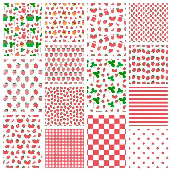 Strawberry Patch Fat Eighth Bundle - 14 Pieces - ineedfabric.com