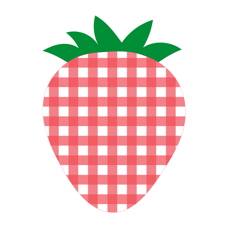 Strawberry Patch Gingham Pattern Fabric Panel - ineedfabric.com