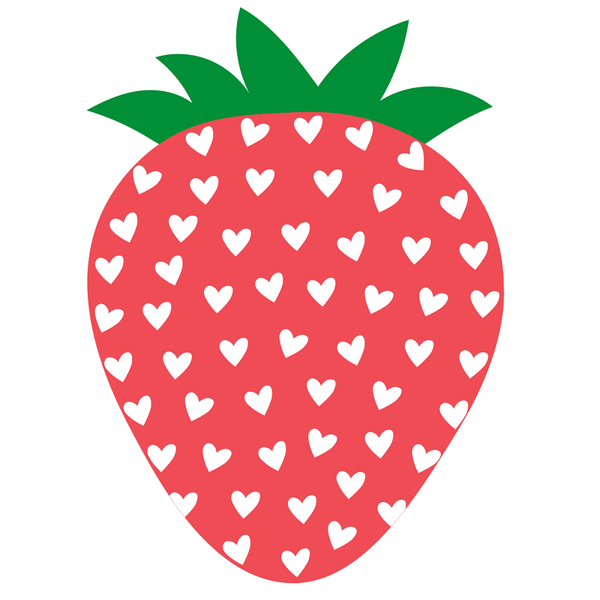 Strawberry Patch Heart Pattern Fabric Panel - ineedfabric.com