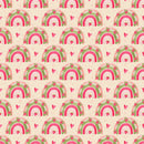 Strawberry Rainbows & Hearts Fabric - Tan - ineedfabric.com