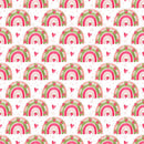 Strawberry Rainbows & Hearts Fabric - White - ineedfabric.com