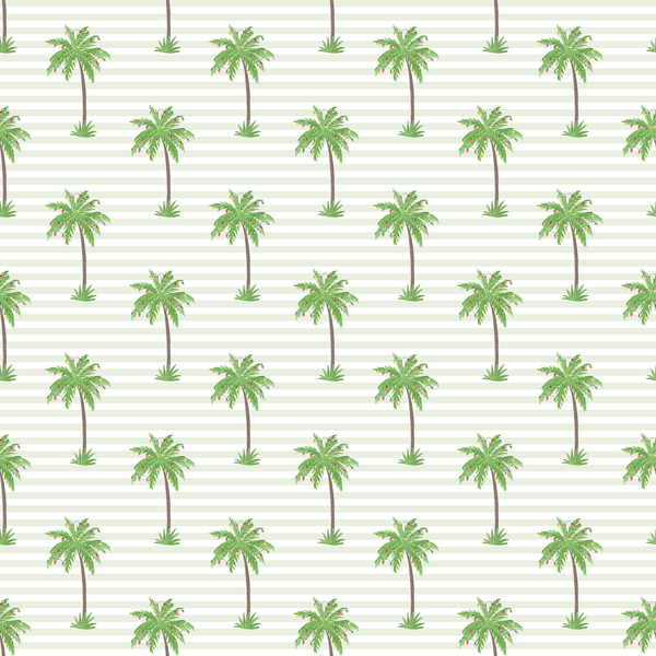 Striped Christmas Palm Tree Fabric - Green - ineedfabric.com