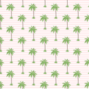Striped Christmas Palm Tree Fabric - Pink - ineedfabric.com