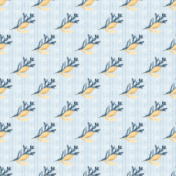 Striped Winter Branch Fabric - Blue - ineedfabric.com