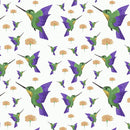 Summer Hummingbird Fabric - White - ineedfabric.com