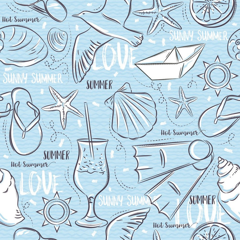 Summer Symbols Fabric - ineedfabric.com