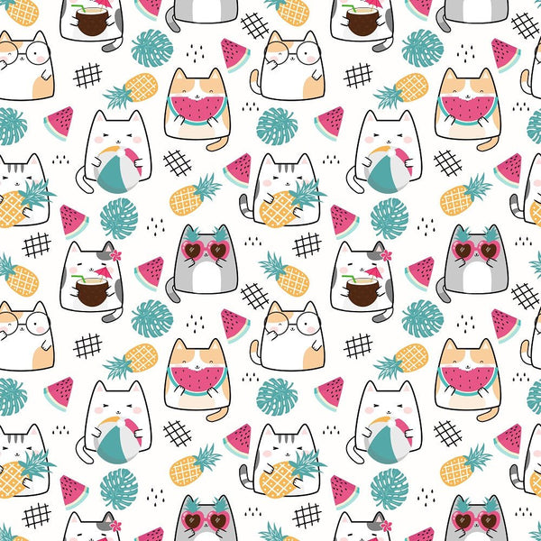 Summertime Cats Elements Fabric - ineedfabric.com